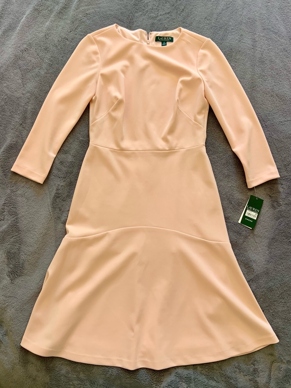 Ralph Lauren Blush Pink Long-Sleeve Fit & Flare Dress - Picture 1 of 3